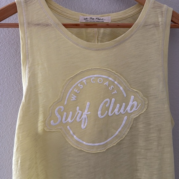 We The Free Free People Yellow Surf Club Tank Top Size Large L - Picture 3 of 6
